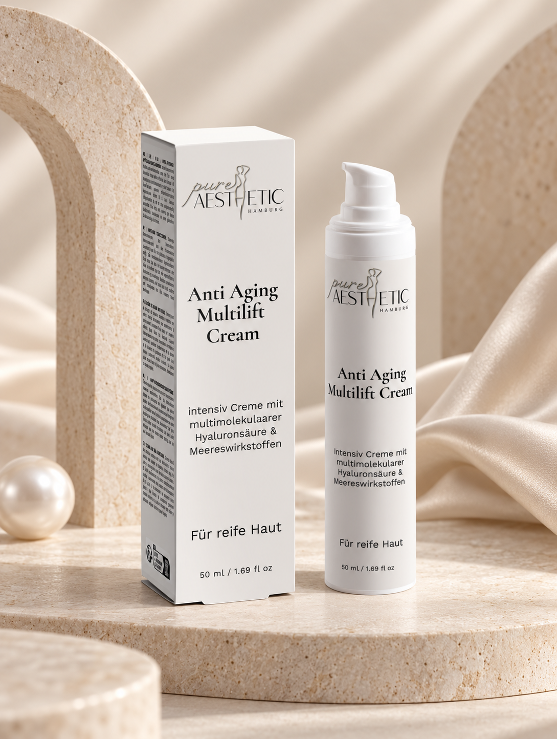 Pure Skin Care Anti-Aging Multilift Creme in eleganter Studio-Inszenierung