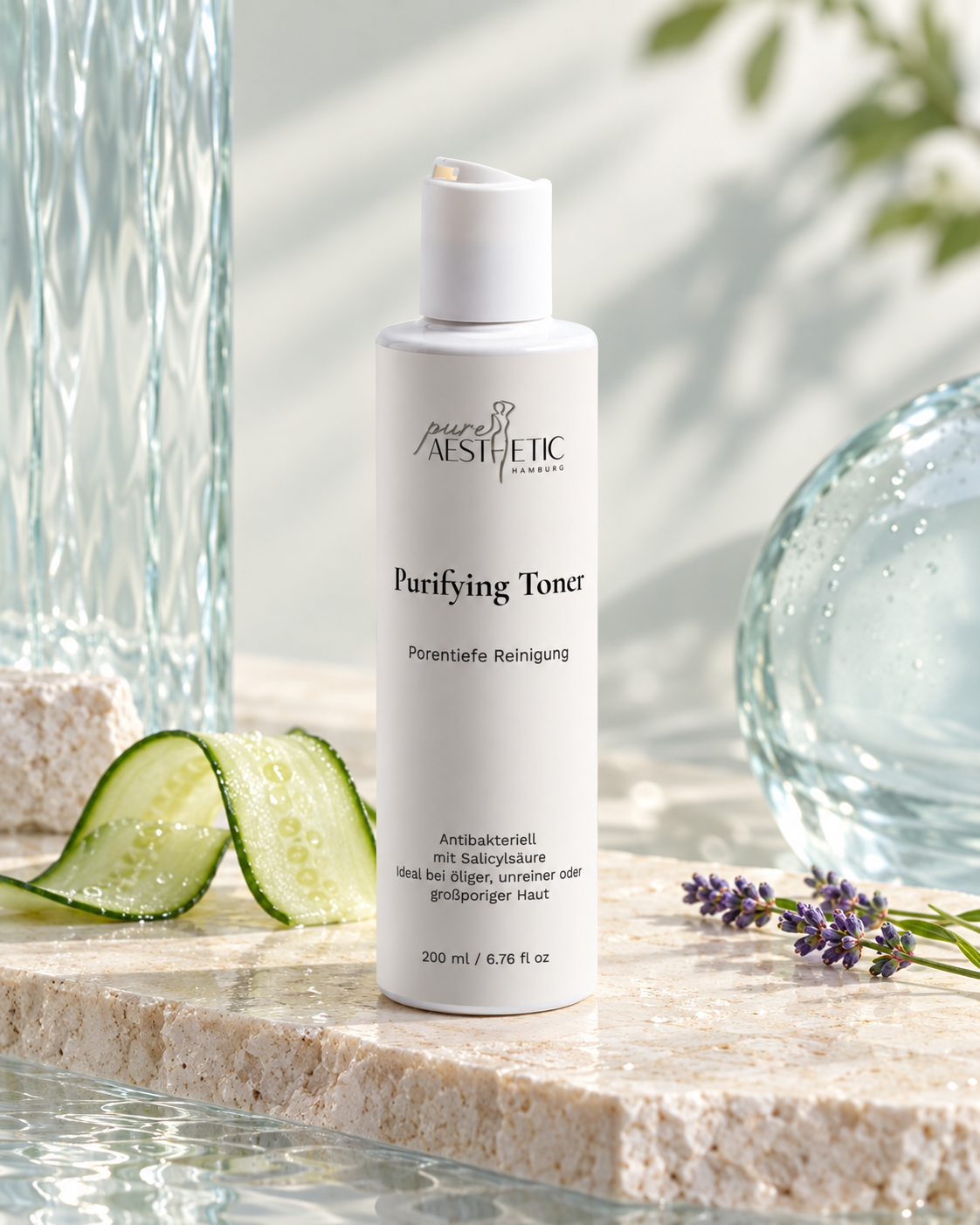 Pure Skin Care Purifying Toner in klärender Studio-Inszenierung